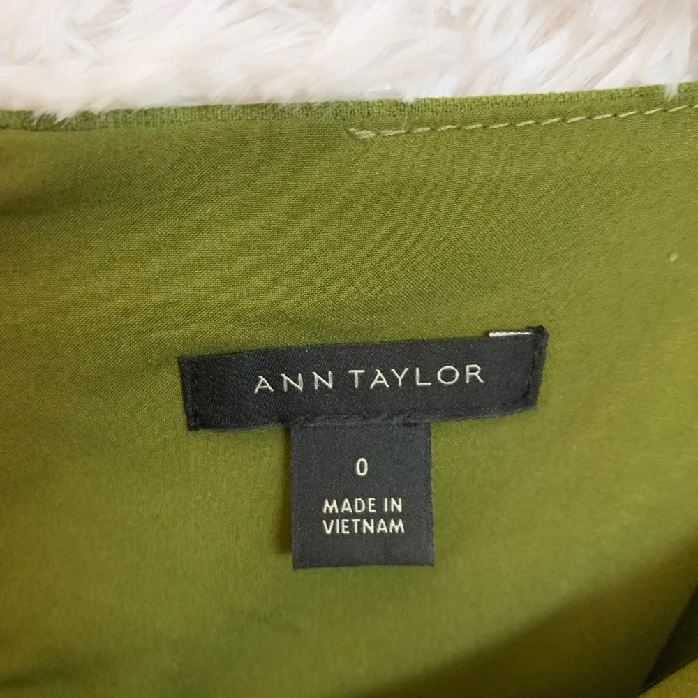 Ann Taylor Dress Womens Size 0 Green Sleeveless ￼￼￼ Pleated ￼Sheath Lined Dress - Picture 4 of 8